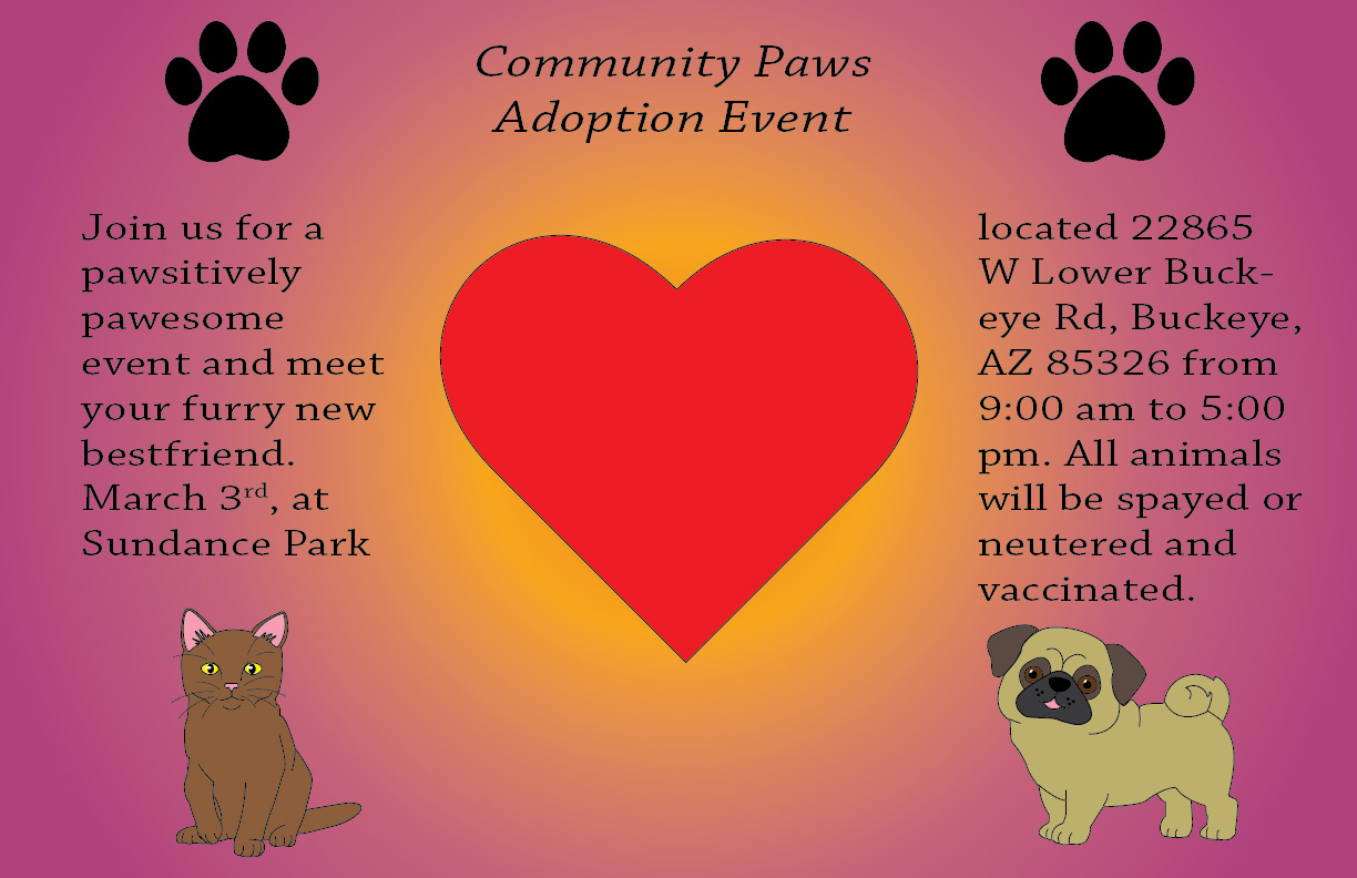 illustrated poster of dog and cat with heart in the middle